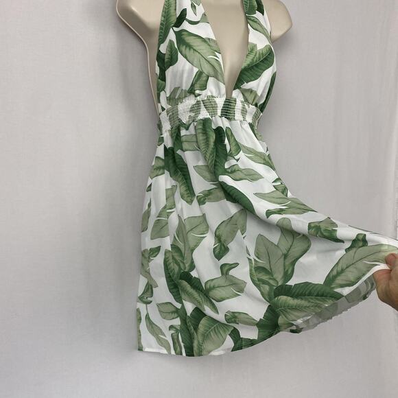 Show Me Your MuMu Dress Womens Medium Green Island Mini Halter Palmtini Tropical - Picture 3 of 11